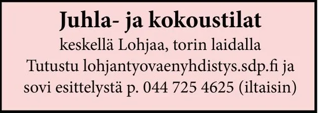 Juhla- ja kokoustilat – Lohjan Työväenyhdistys