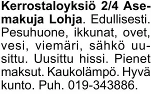 Myydään: kerrostaloyksiö