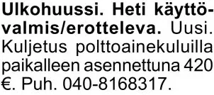 Myydään: ulkohuussi