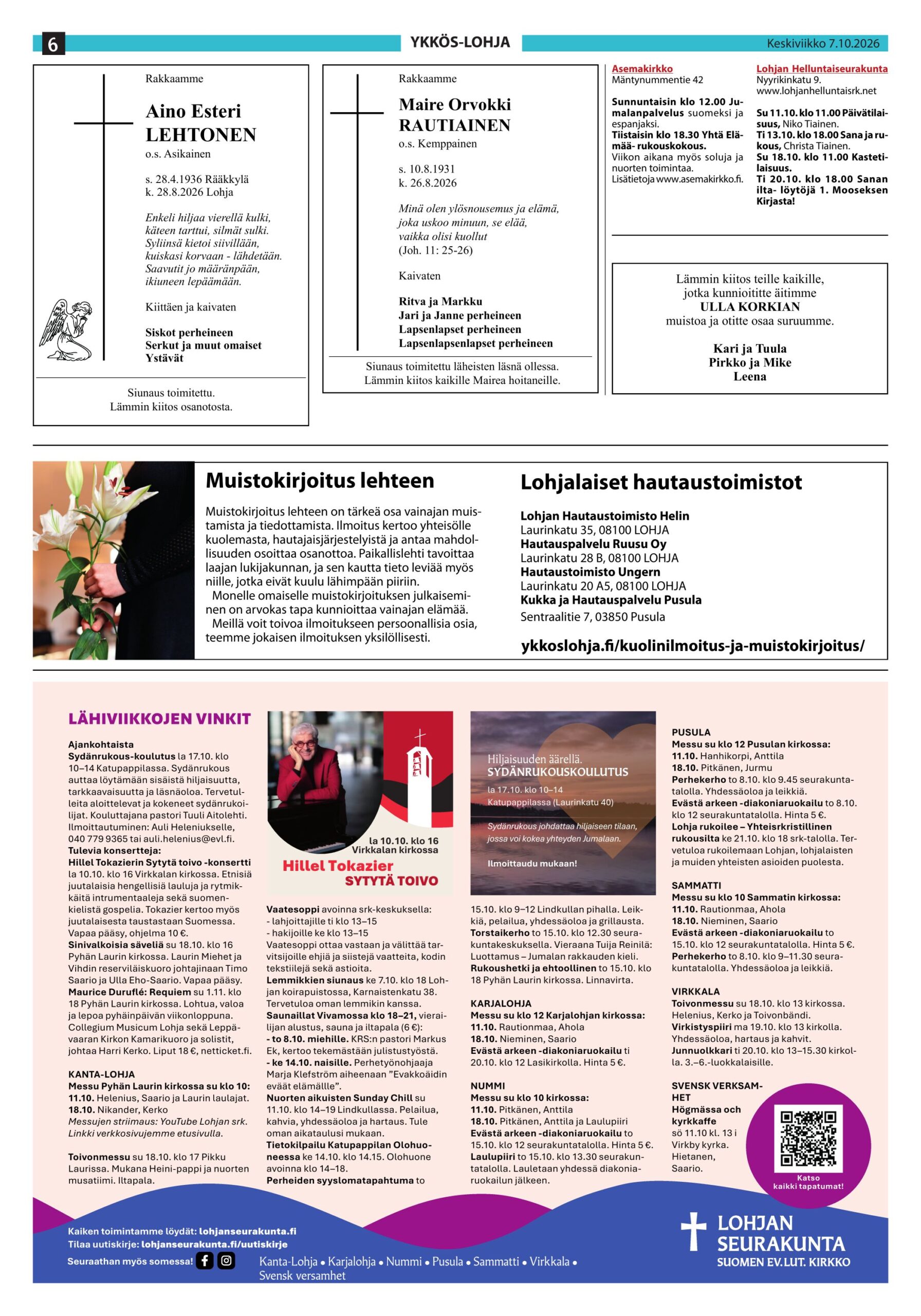Asemakirkko – tilaisuudet