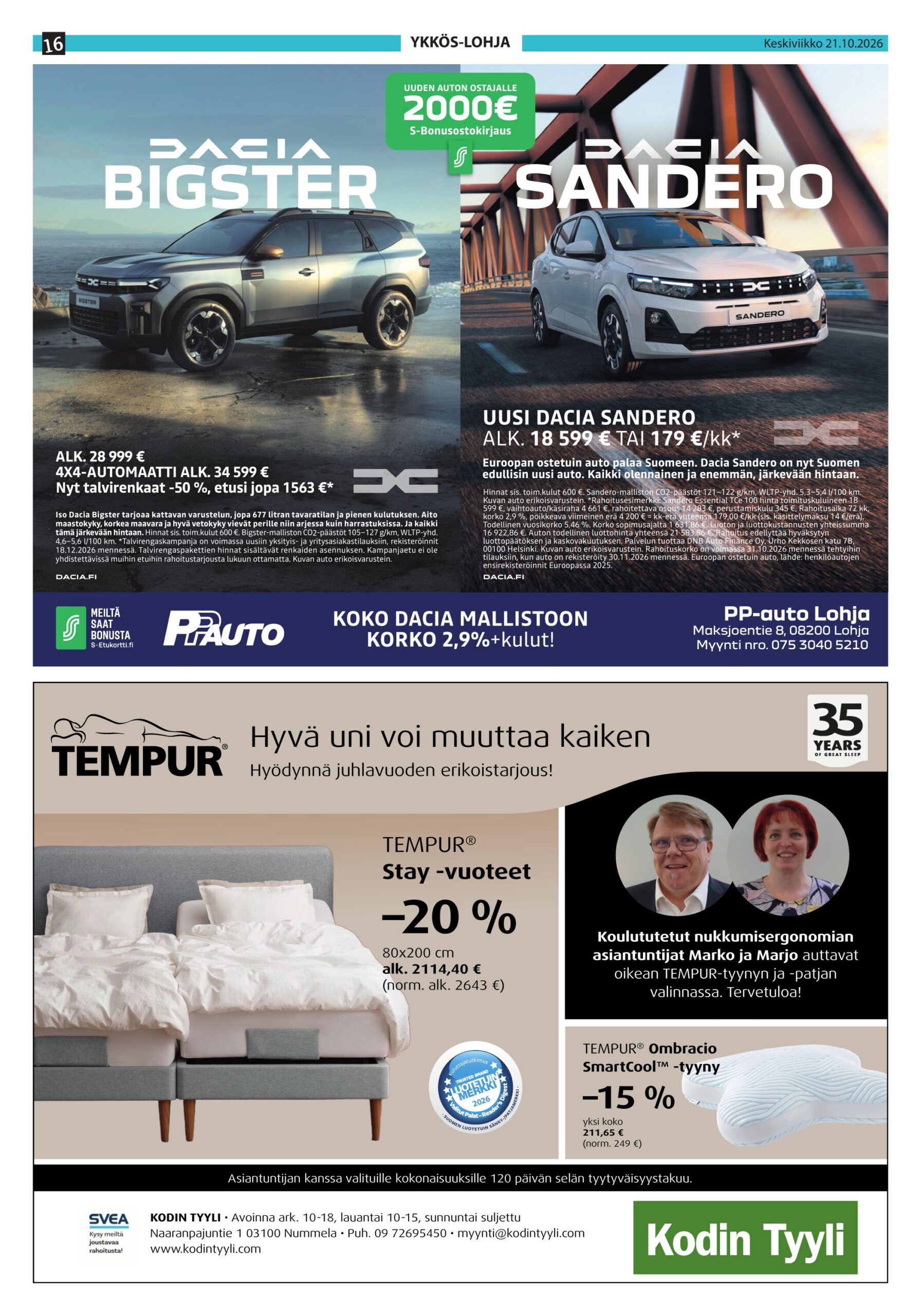 PP-Auto Lohja – Dacia Bigster ja Sandero