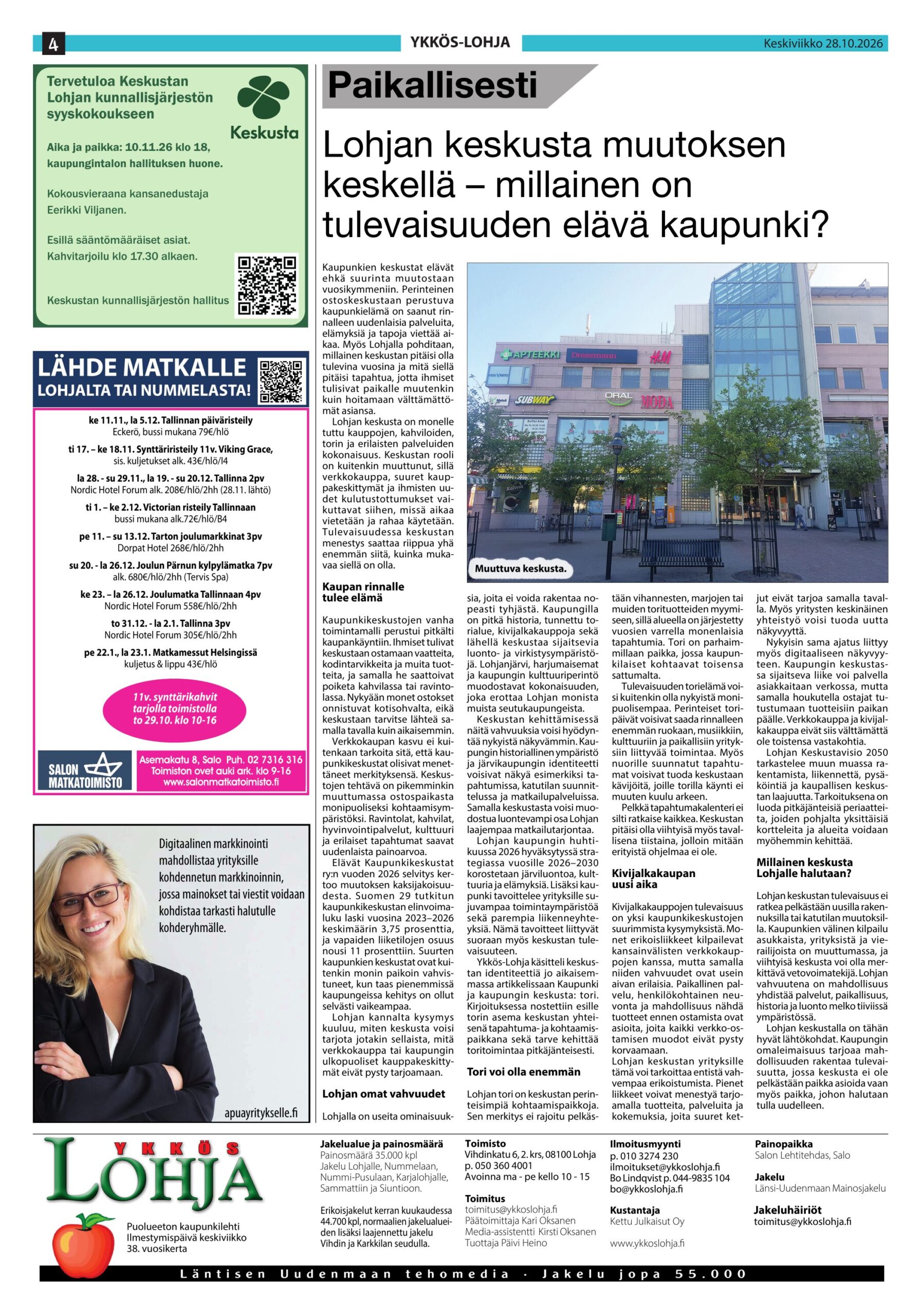 Keskustan Lohjan kunnallisjärjestö – syyskokous