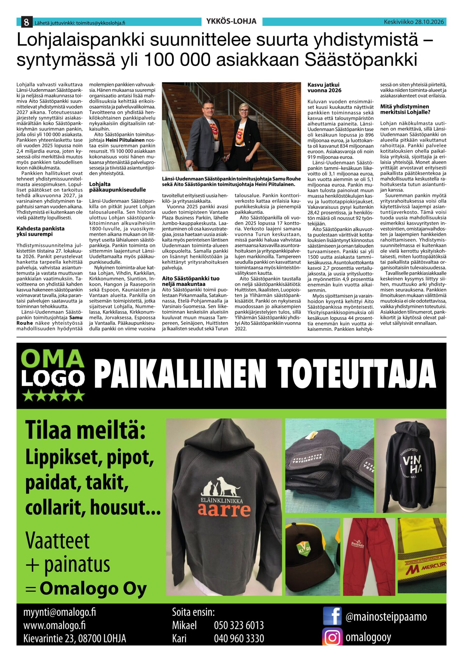 OmaLogo – vaatteet ja painatukset